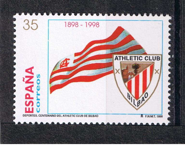 Edifil  3530  Deportes. Centenario del Athletic Club de Bilbao.  Escudo y bandera 