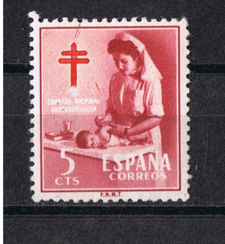 Edifil  1121  Pro Tuberculosos.  Cruz de Lorena en rojo.  