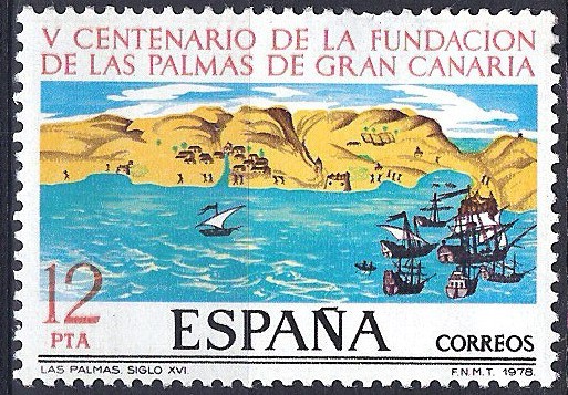 2479 Centenario de la fundación de Las Palmas de Gran Canaria.Mapa antiguo.