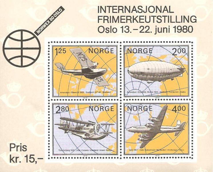 Norwex 80, Exposicion filatélica internacional, en oslo, historia de la aviación