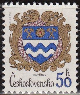 CHECOSLOVAQUIA 1985 Scott 2543 Sello Nuevo Escudo de Armas Ciudades Havirov Ceskolovensko Czechoslov