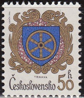 CHECOSLOVAQUIA 1985 Scott 2544 Sello Nuevo Escudo de Armas Ciudades Trnava Ceskolovensko Czechoslova