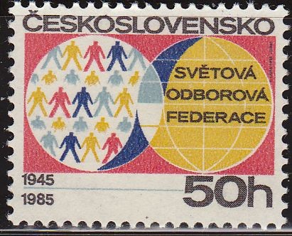 CHECOSLOVAQUIA 1985 Scott 2569 Sello Nuevo Aniv. Federacion Mundial Sindical Ceskolovensko Czechoslo