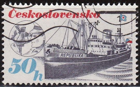 CHECOSLOVAQUIA 1989 Scott 2736 Sello Nuevo Barcos Republika Matasello de favor Preobliterado Ceskolo