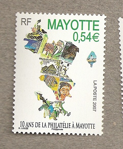 10 años de filatelia en Mayotte