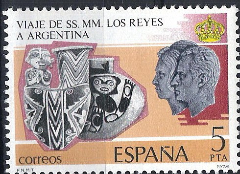 2495 Viaje de los reyes a Hispanoamérica. Cerámica calchaqui,  Argentina.