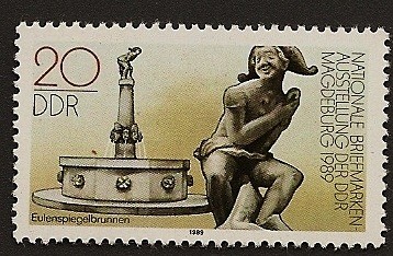 Exposición de sellos de la RDA  1989 Magdeburg - fuente de Eulenspiegel