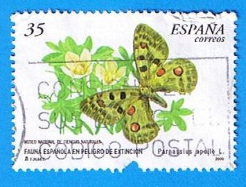 nº 3694  Fauna española en peligro de Extincion ( Parnassius apollo )