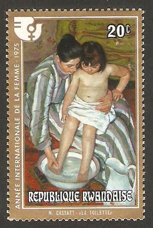 646 - Año internacional de la mujer, cuadro de m. cassat, el baño