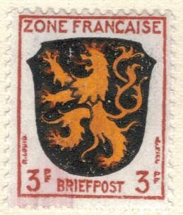ALEMANIA 1945 Freimarken: Wappen der Lander der franzos. Zone und deutsche Dichter - Pfalz 3 2
