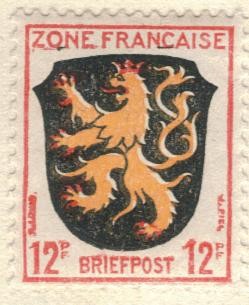 ALEMANIA 1945 Freimarken: Wappen der Lander der franzos. Zone und deutsche Dichter - Pfalz 12