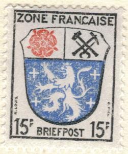 ALEMANIA 1945 Freimarken: Wappen der Lander der franzos. Zone und deutsche Dichter - Saargebiet 15