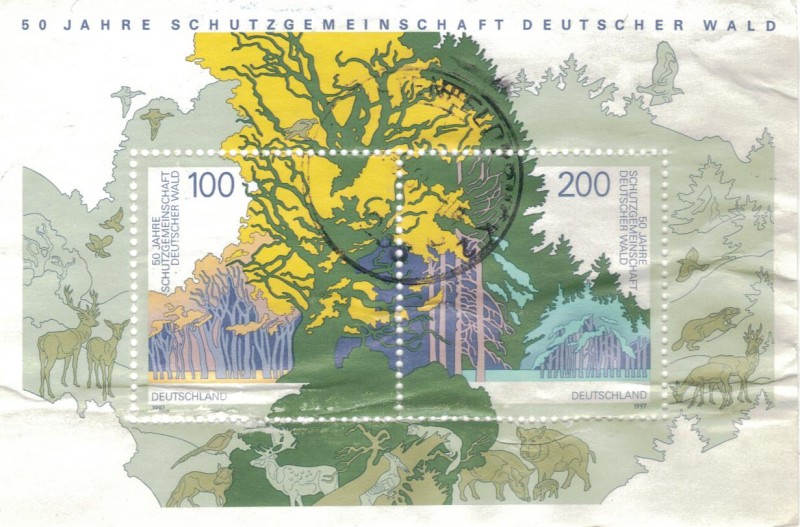 ALEMANIA 1997 Hoja-50 Jahre Schutzgemeinschaft Deutscher Wald 100y200