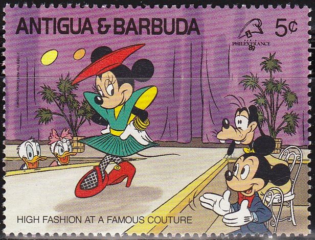 Antigua & Barbuda 1989 Scott 1211 Sello ** Walt Disney Michey Fashion Alta Costura Paris 5c Philexfr