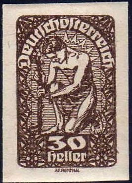 Austria 1919-20 Scott 211 Sello Nuevo sin dentar Alegoria de la Nueva Republica c/charnela Osterreic