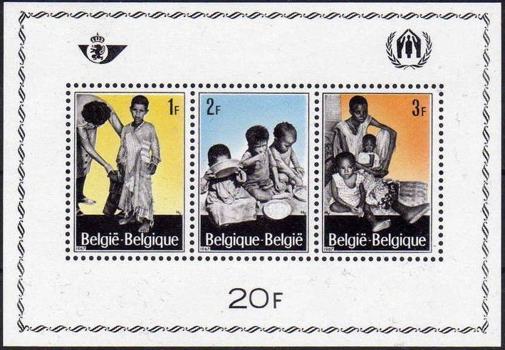 Belgica 1967 Scott B806 Sello HB Nuevo ** Refugiados ONU Belgique 