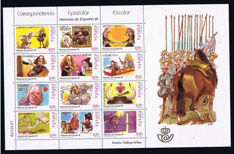 Edifil  MP 79  Correspondencia Epistolar Escolar  Historia de España  Minipliego de 12 sellos