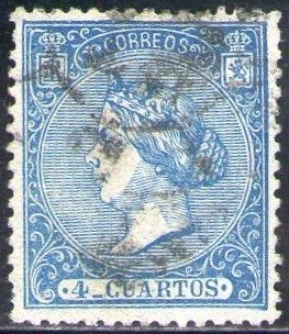 ESPAÑA 1866 81 Sello Isabel II 4 cu Usado Espana Spain Espagne Spagna 