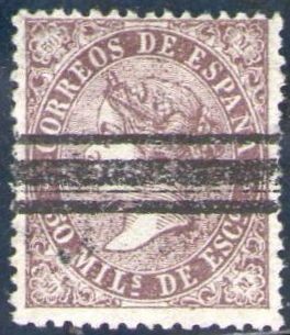 ESPAÑA 1868 98 Sello Isabel II 50m Barrado Usado Espana Spain Espagne Spagna 