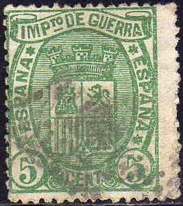 ESPAÑA 1875 154 Sello I Republica Impuesto de Guerra 5c usado Espana Spain Espagne Spagna 