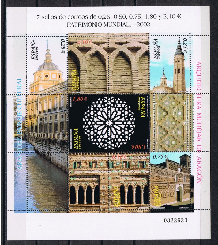 Edifil  MP. 80  Patrimonio Mundial.  Paisaje Cultural de Aranjuez y Arte Mudéjar de Aragón. Miniplie