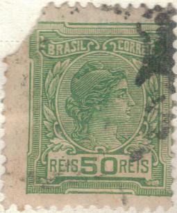 BRASIL 1918 (RHM157) Alegorias Republica e InstruÇao sem filigrana 50r