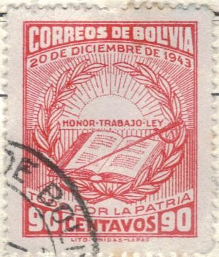 pi BOLIVIA 1943 honor trabajo ley 90c