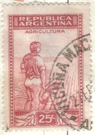ARGENTINA 1935 (376) Emision definitiva. Proceres y Riquezas Nacionales I - Labrador 25c 2