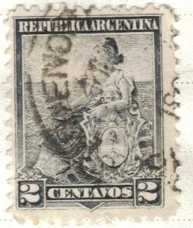ARGENTINA 1899 (MT112) Libertad con escudo 2c