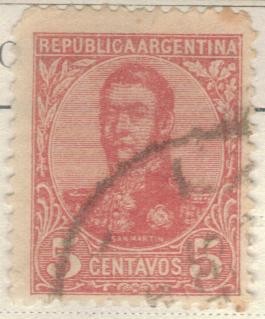 ARGENTINA 1908 (MT137) San Martin en ovalo 5c