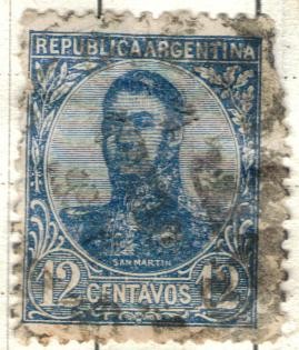 ARGENTINA 1908 (MT141) San Martin en ovalo 12c