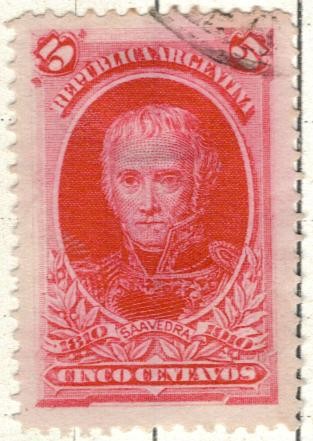 ARGENTINA 1911 (MT153) Conmemoracion del Primer Centenario de la Revolucion 1810 - Saavedra