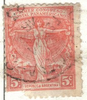 ARGENTINA 1921 (263) Conmemoracion del Primer Congreso Postal Panamericano 5c 2