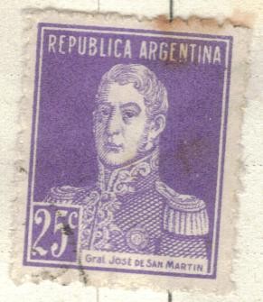 ARGENTINA 1923 (MT306) San Martin sin punto 25c