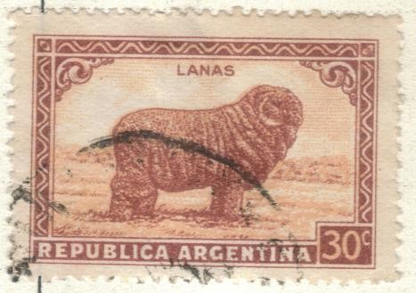 ARGENTINA 1935 (377) Emision definitiva. Proceres y Riquezas Nacionales I - Lanas 30c