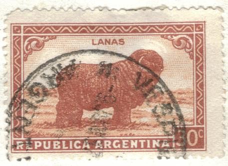 ARGENTINA 1935 (377) Emision definitiva. Proceres y Riquezas Nacionales I - Lanas 30c 2
