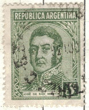 ARGENTINA 1935 (MT366) Emision definitiva. Proceres y riquezas Nacionales I - San Martin 3c