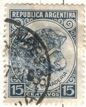 ARGENTINA 1935 (MT375) Emision definitiva. Proceres y riquezas Nacionales I - Toro 15c 2