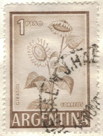 ARGENTINA 1959 (MT604) IIserie de Proceres y Riquezas Nacionales - Girasol 1p