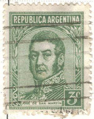 ARGENTINA 1935 (MT366) Emision definitiva. Proceres y Riquezas Nacionales I - San Martin 3c