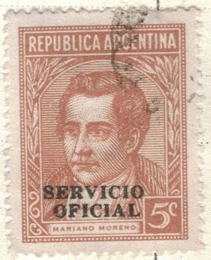 ARGENTINA 1935 (MT368) Emision definitiva. Proceres y Riquezas Nacionales I - Mariano Moreno 5c 2
