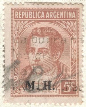 ARGENTINA 1935 (MT368) Emision definitiva. Proceres y Riquezas Nacionales I - Mariano Moreno 5c 3