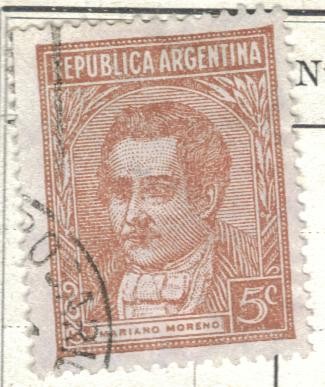 ARGENTINA 1935 (MT368) Emision definitiva. Proceres y Riquezas Nacionales I - Mariano Moreno 5c 5