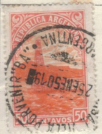 ARGENTINA 1935 (MT379) Emision definitiva. Proceres y Riquezas Nacionales I - Petroleo 50c