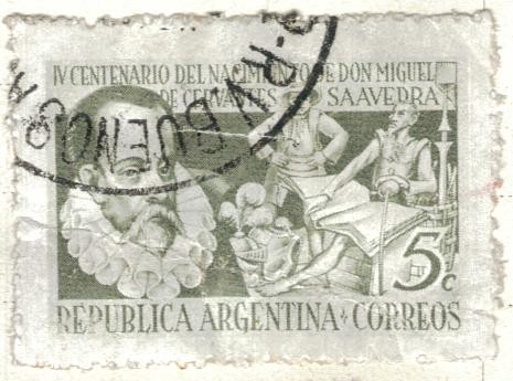 ARGENTINA 1947 (MT489) Cuarto Centenario del nacimiento de Cervantes 5c