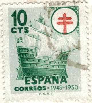 ESPAÑA 1949 (E1066) Pro Tuberculosos 10c INTERCAMBIO