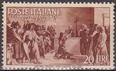 Italia 1946 Scott 485 Sello ** Juramento Pontificio 7 Abril 1167 