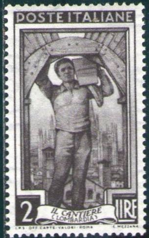 Italia 1950 Scott 551 Sello Nuevo ** Trabajos Il Cantiere El Cantero Lombardia 