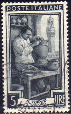 Italia 1950 Scott 552 Sello º Oficios Il Tornio Ceramica Toscana 5L Timbre Italie Italy Stamp Franco