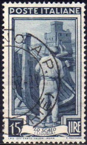 Italia 1950 Scott 556 Sello Trabajos Lo Scalo Liguria Usado 